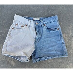 Levi's Two Tone Denim High Rise Shorts Ribcage Size 10